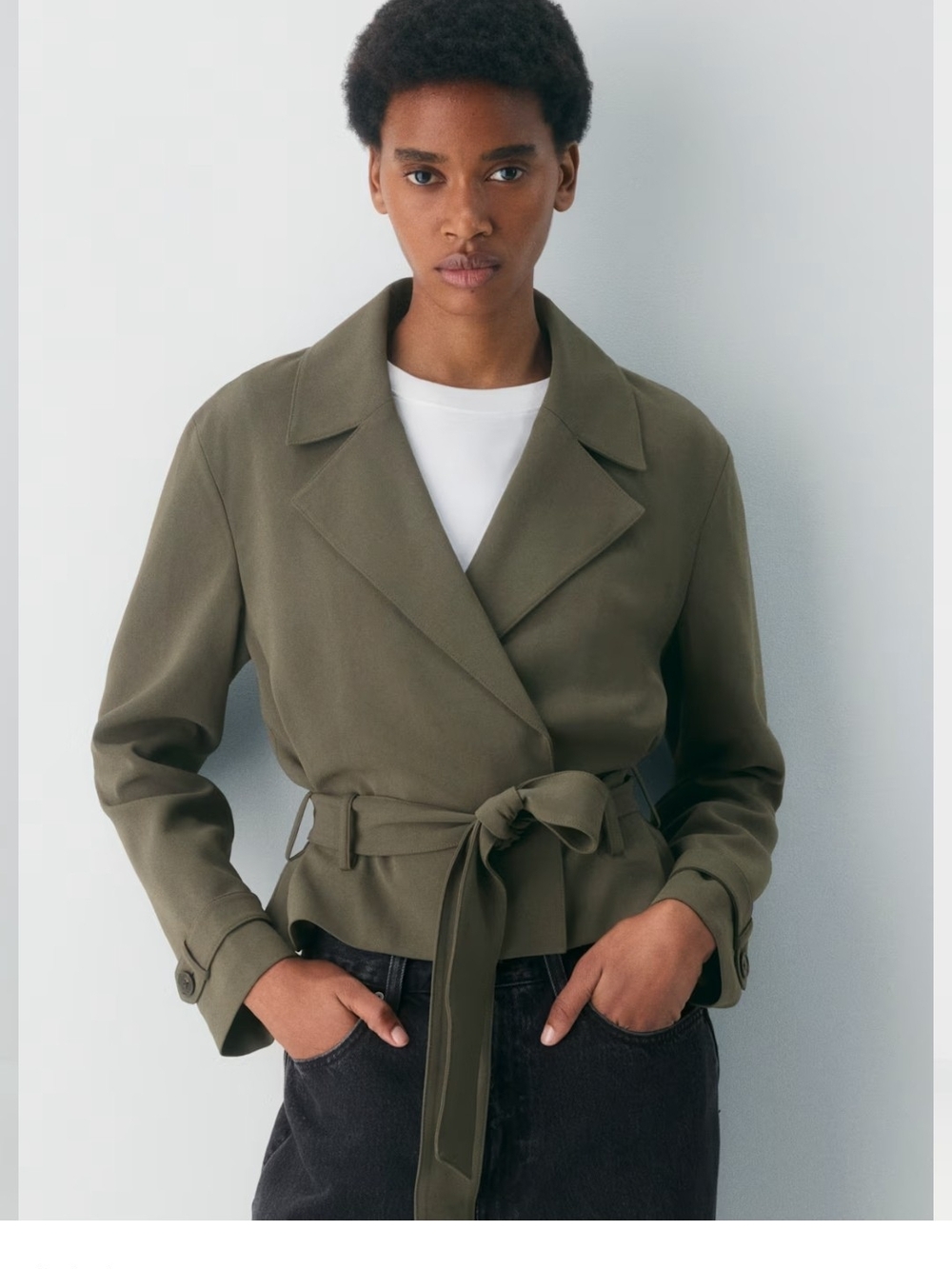 Babaton

Postage Trench Coat - Sway Crepe

Olive Green Tie-Waist Women's Jacket